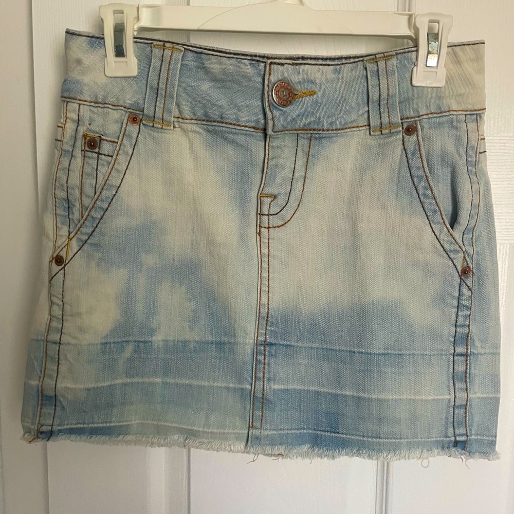 ✨Refugee Denim Mini Skirt (vintage distressed look)
